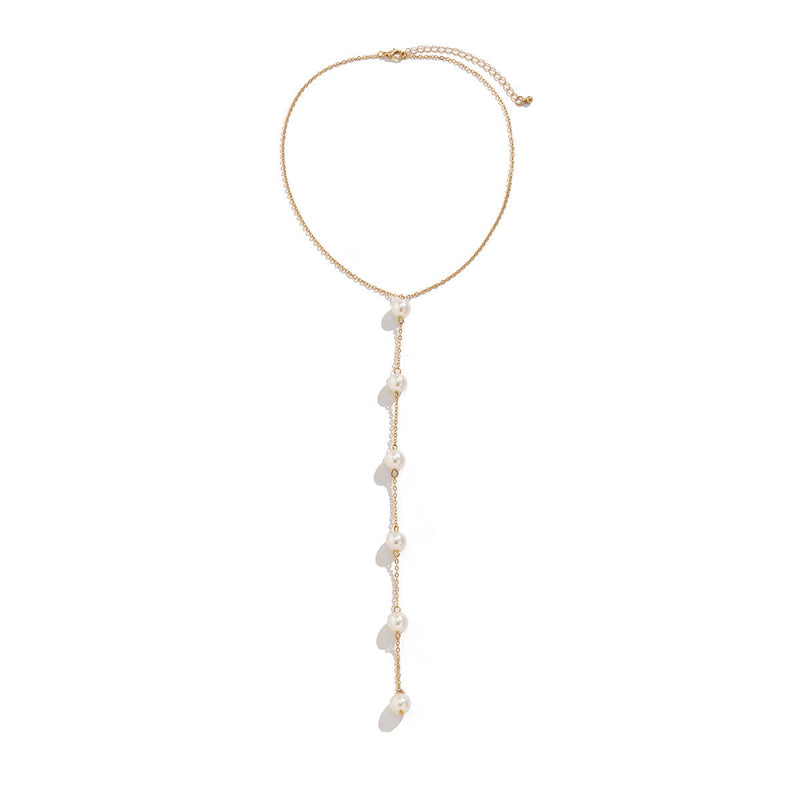 Long Link Tassels Imitated Pearl Necklace