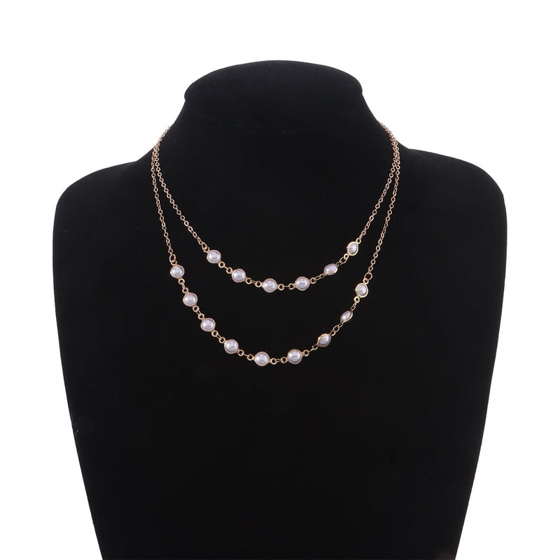 Double Layer Pearl Chain Necklace