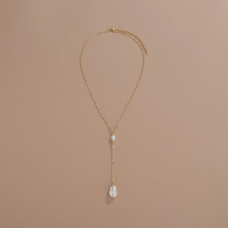 Women Pearl Sweater Chain Necklace