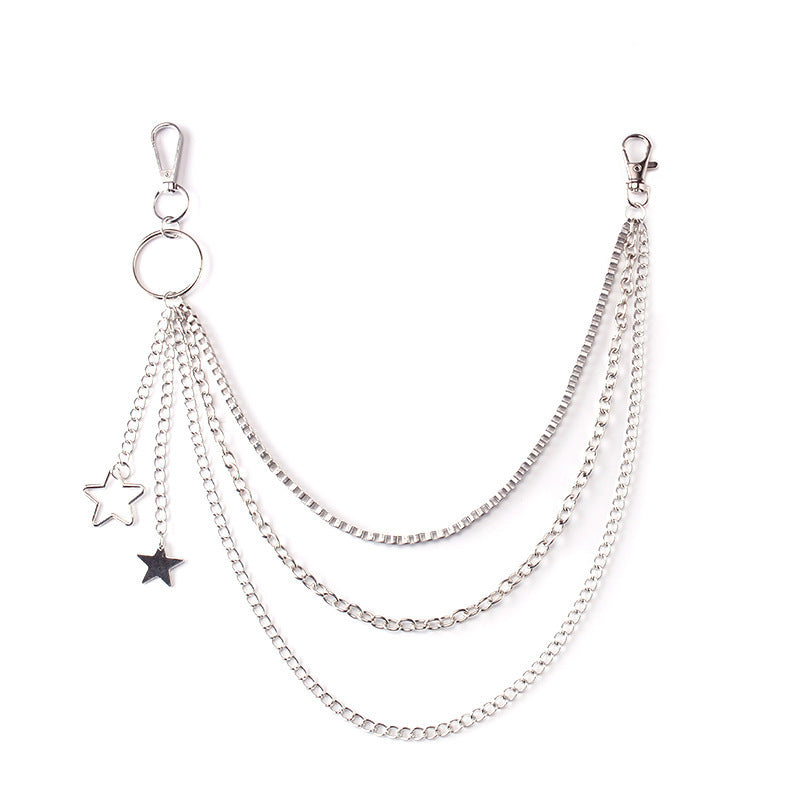 Multiple Layers Chain Charm Star Pendant Pants Belts Jeans Chain