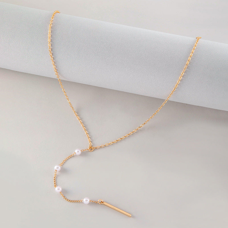Women Design Collar Chain Necklace Simple Pearl