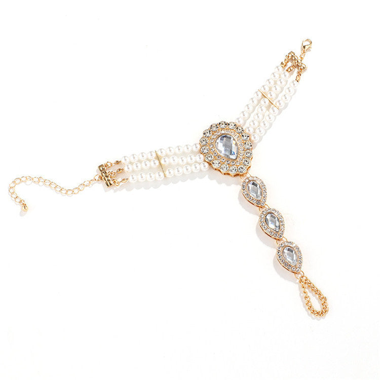 Retro Elegant Pearl Beads Rhintstone Bracelet