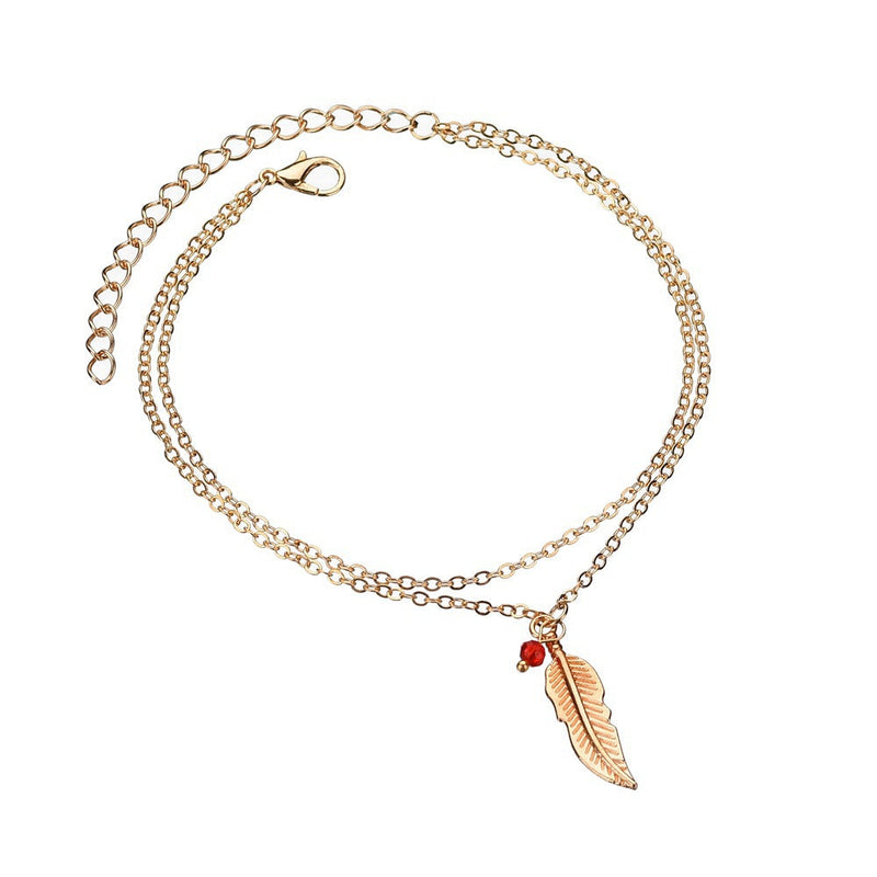 Bead Feather Anklet Bracelet Foot Jewelry