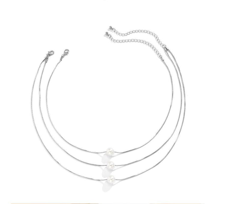 3-Layer Pearl Pendant Necklace - Fashionable Multi Strand Jewelry