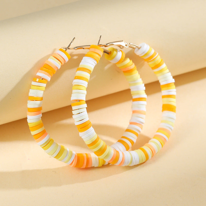 Bohemian Circle Hoop Polymer Clay Earrings