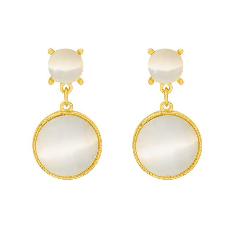 Geometric Round Opal Stone Earring