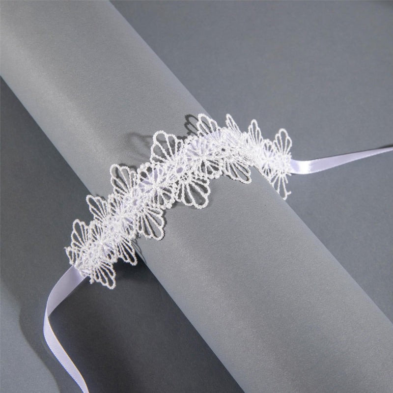 White Fabric Flower Lace Ankle Jewelry