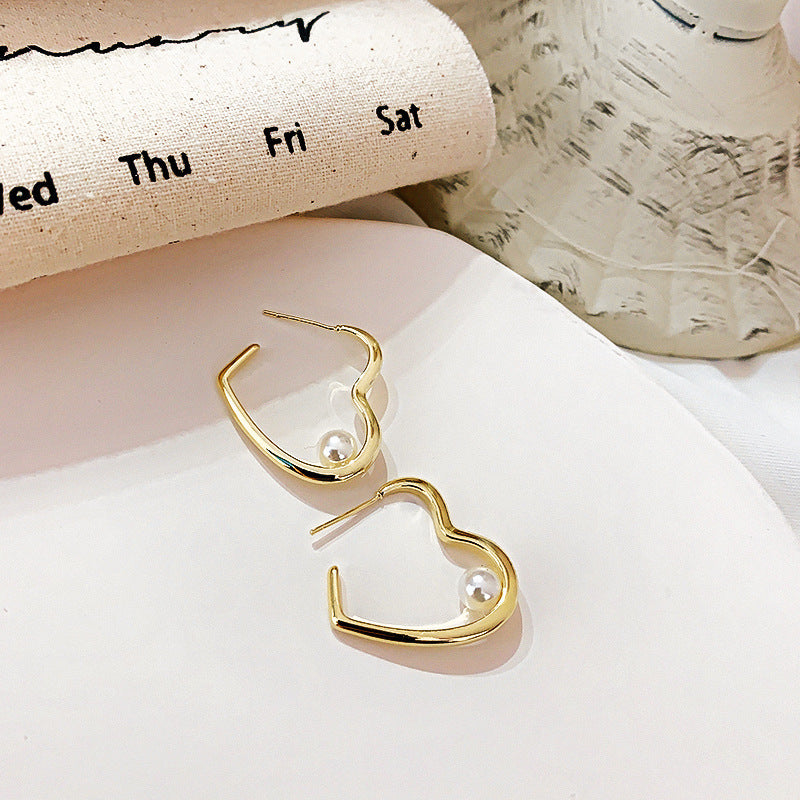 Heart Imitation Pearl Earrings