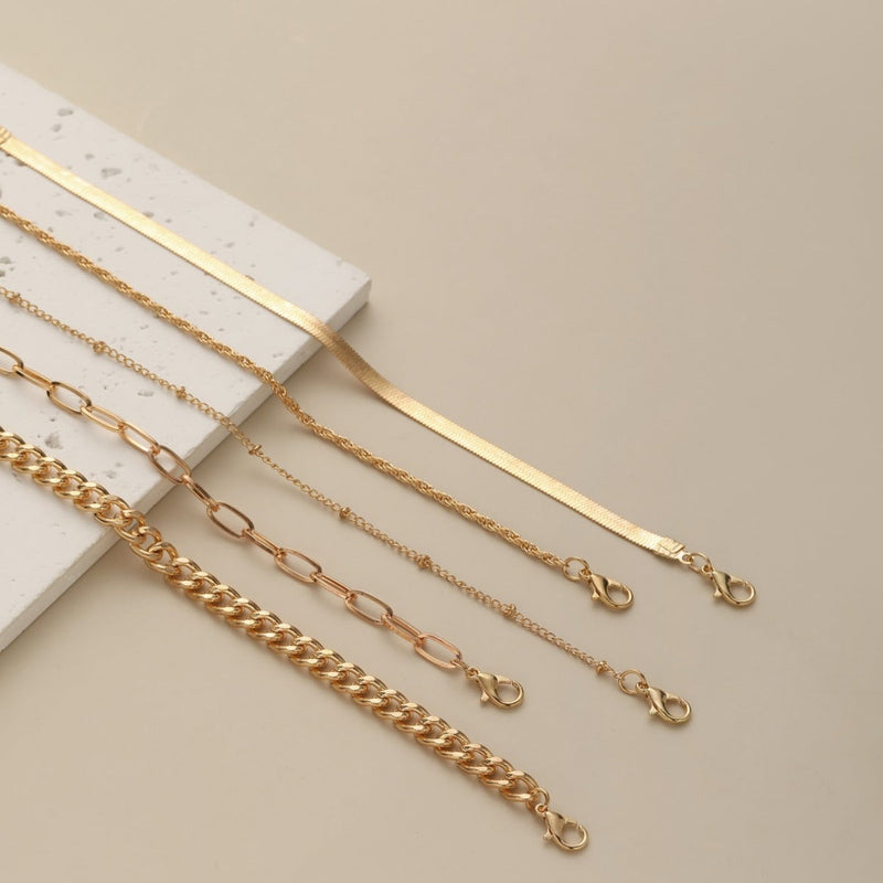 Flat Snake Twist Chain Bracelet Set