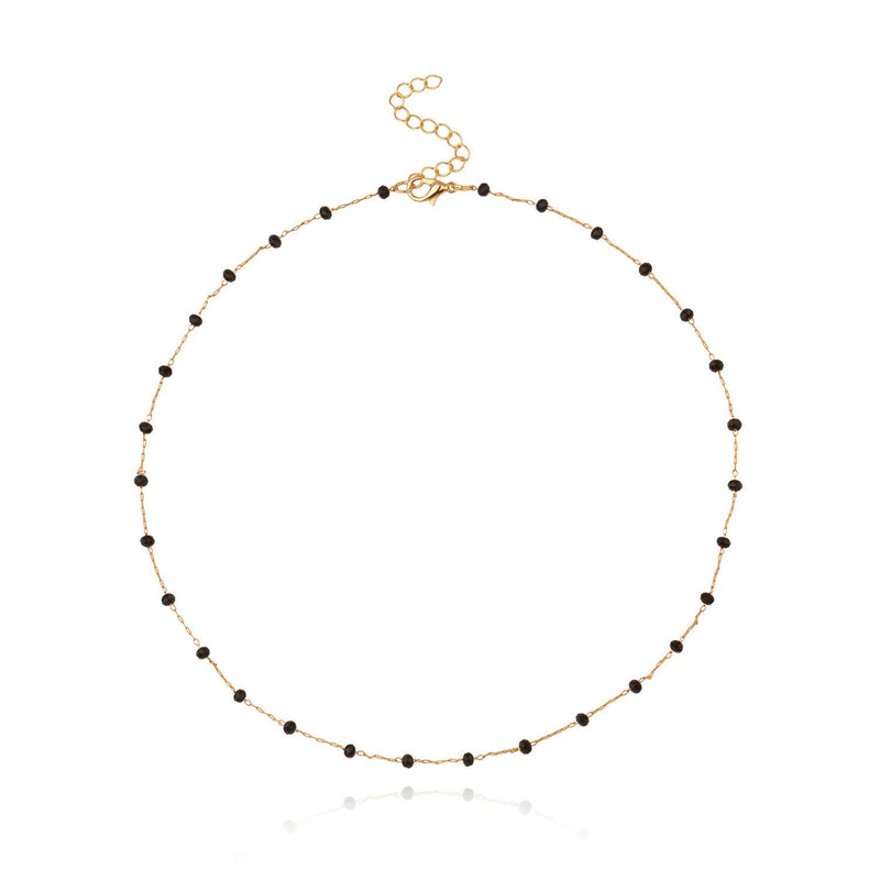 Black Crystal Necklace for Women