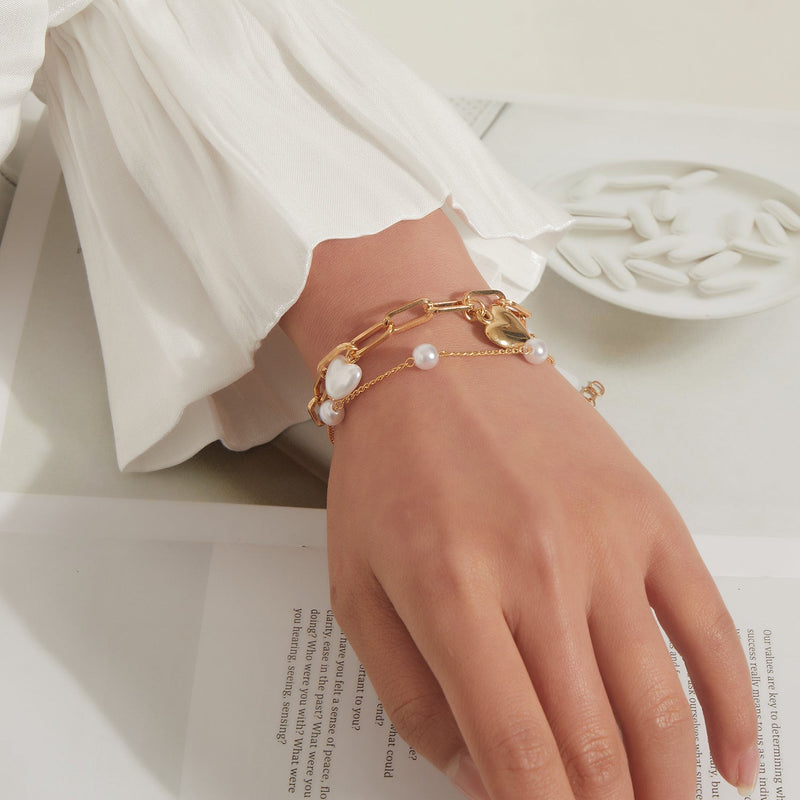 Mini Summer Pearl Bracelets Heart Charm