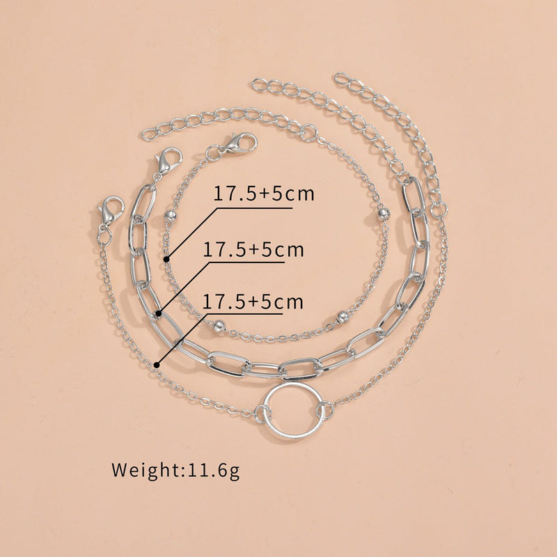 Punk Cuban Chain Charm Layered Bracelet Set