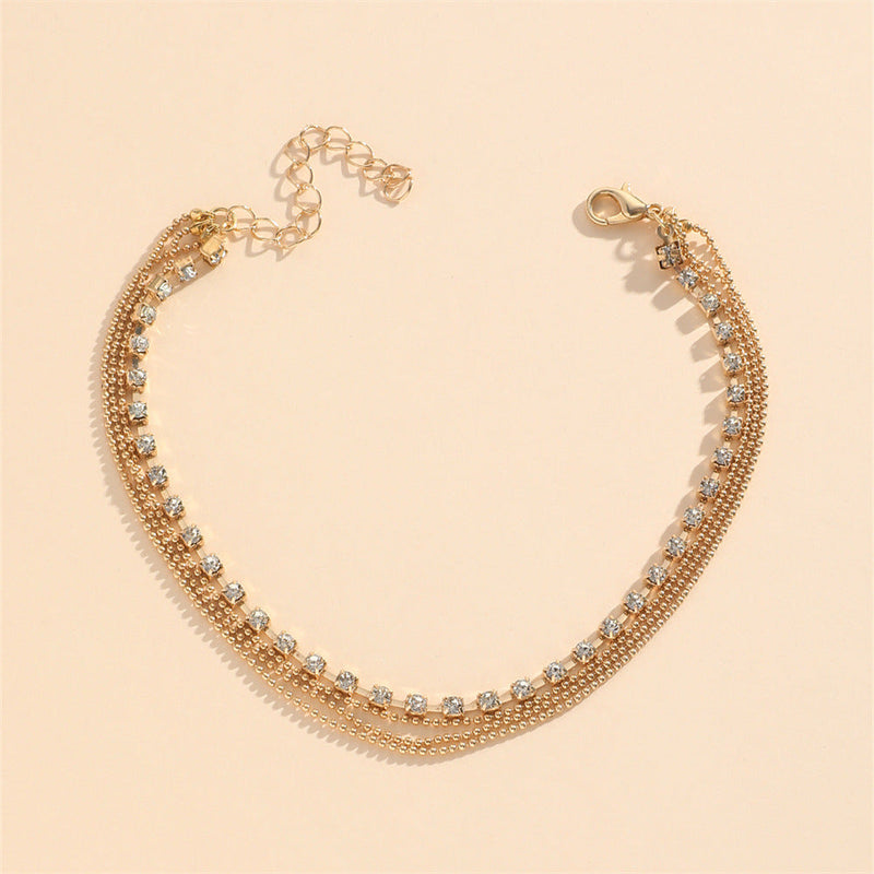 Multi Layered Crystal Beaded Tennis Chain Anklets Jewelry