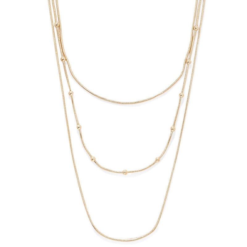 Layer Snake Beaded Chain Necklace