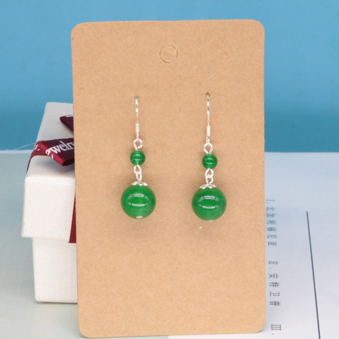 Natural Woman Gems Round Bead Dangle Ball Earring