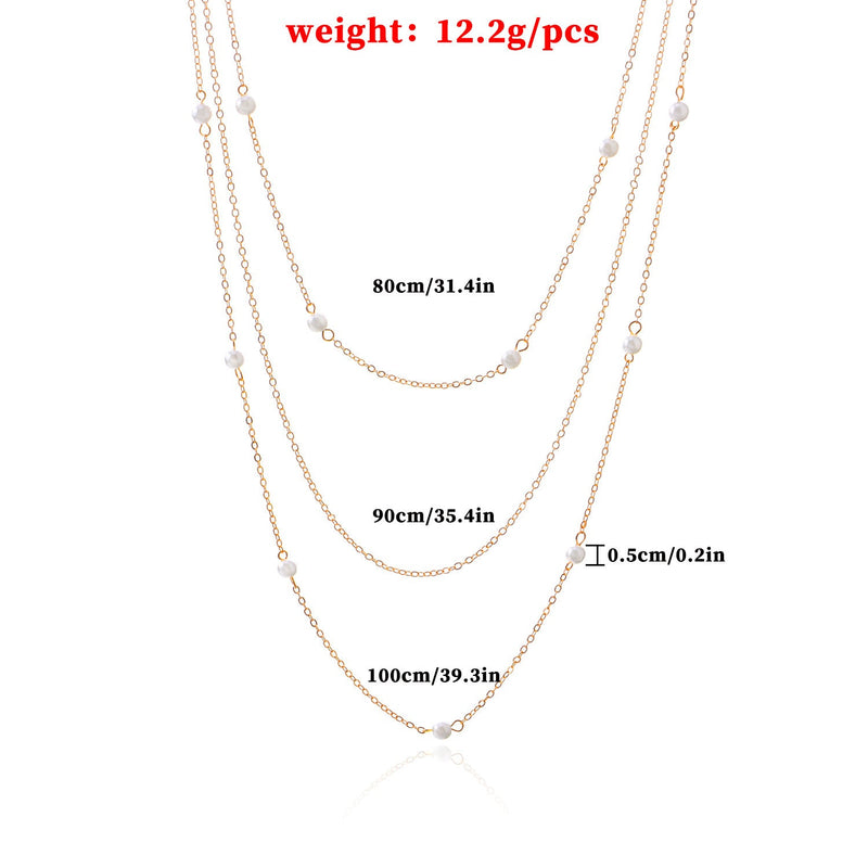 Multi Layer Pearl Necklace Choker Jewelry Long Chain Necklaces