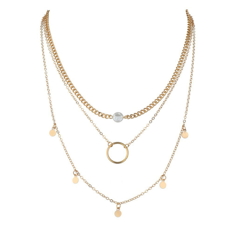 Boho Multilayered Pearl Pendant Necklace