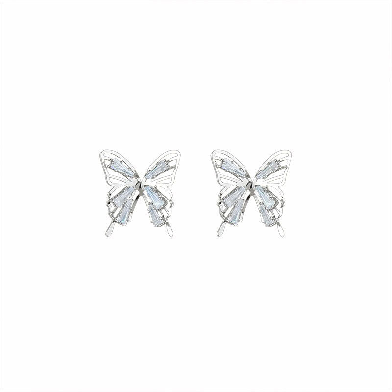 Fashion Rhinestone Hollow Butterfly Stud Earrings
