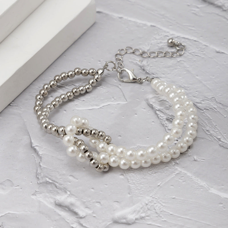 Twisted Pearls Double Stranded Beaded Bracelet