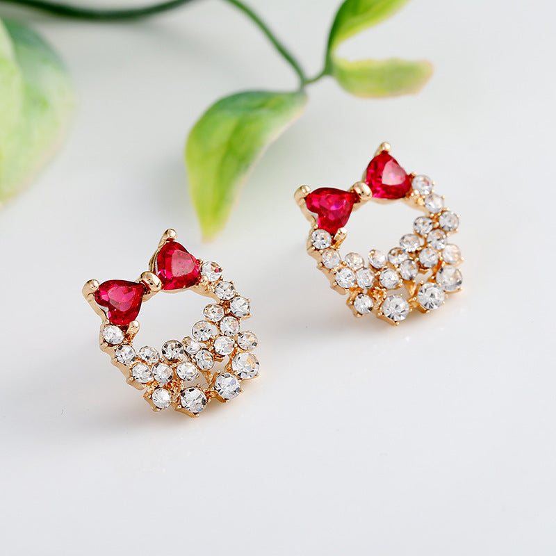Colorful Rhinestone Bow Earrings