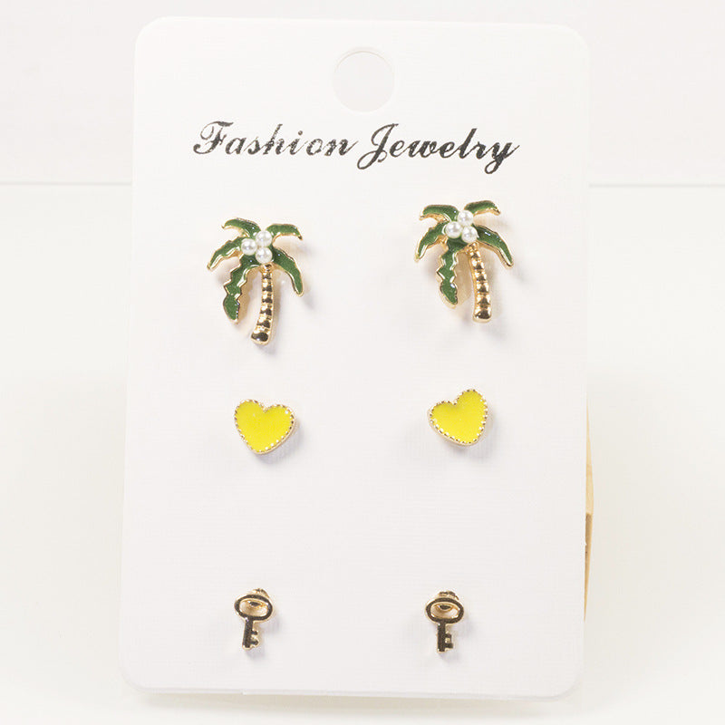 Coconut love stud earrings set