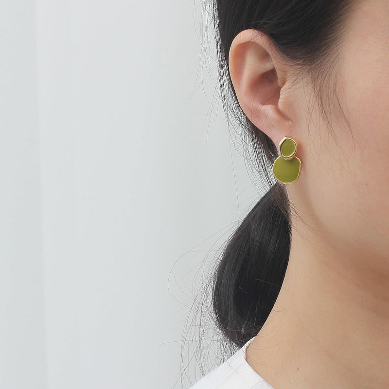 Geometric Round Drop Earring