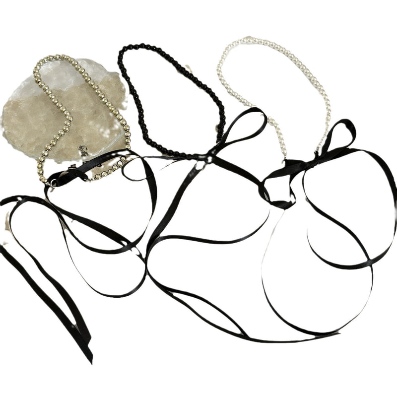 Long Bow Collarbone Chain Necklace DIY Lace up