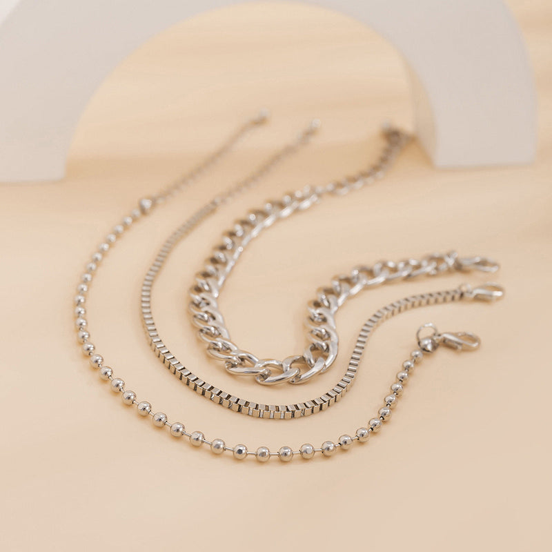 Hip Hop Punk Chain Bracelet Set