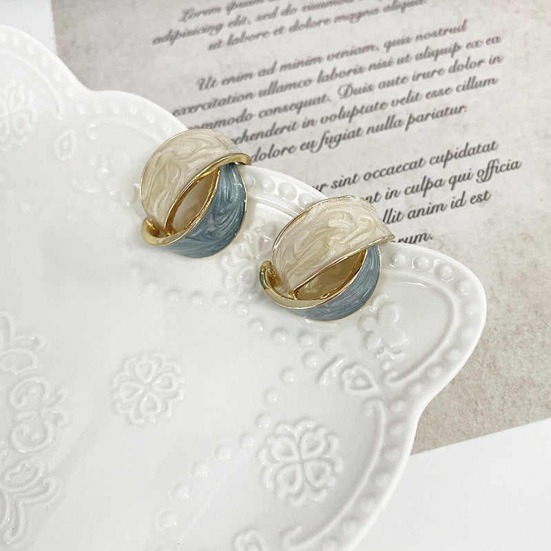 Enamel Arc Geometric Stud Earrings