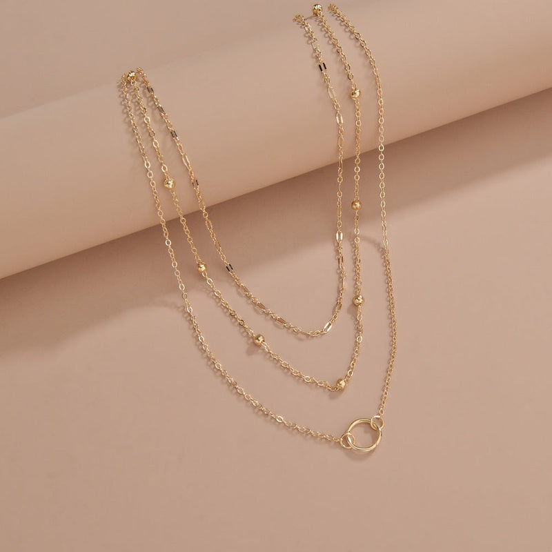 Simple Ring Double Layer Necklace Layered