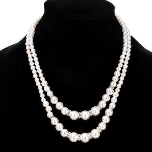 Pearl Necklace Double layer Pearl Multi-layer Stone Ring Beaded Necklace