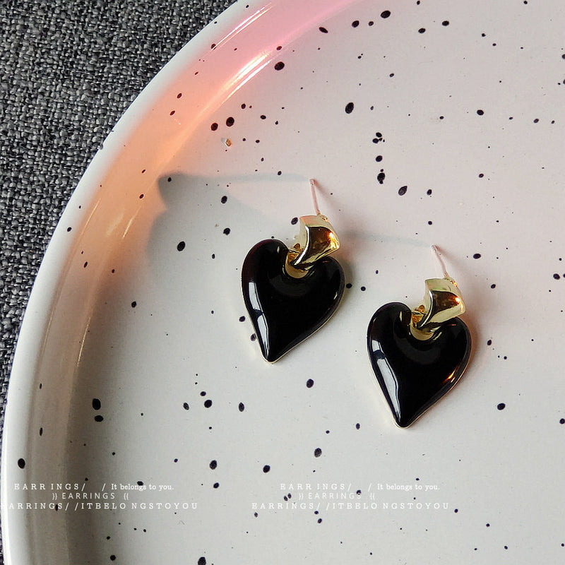 Colorful Gold Stud Heart Elegant Love Enamel Earring