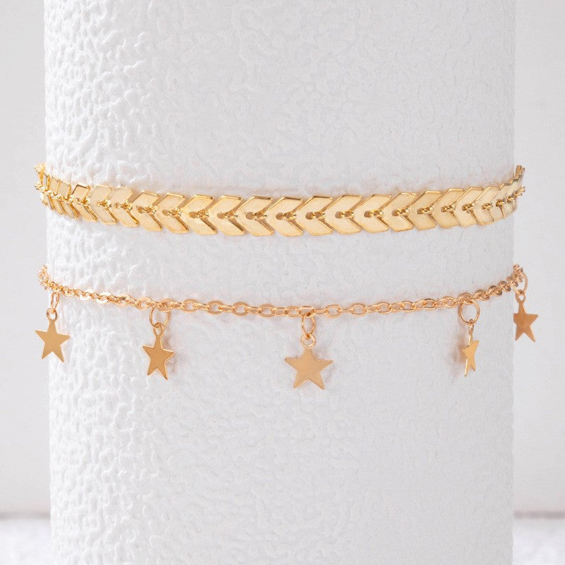 Layer Star Disc Beach Cuban Chain Foot Chain