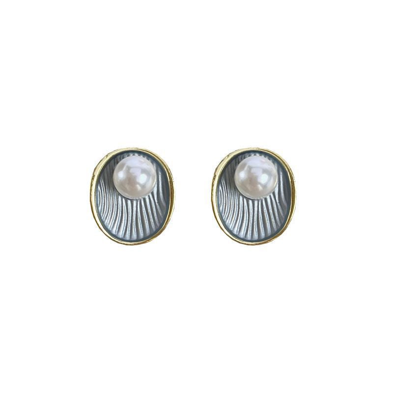 White Shell Pearl Stud Earrings for Women