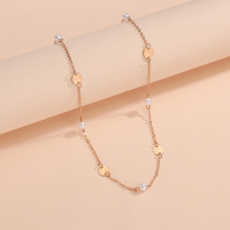 Pearl Disc Chain Necklace