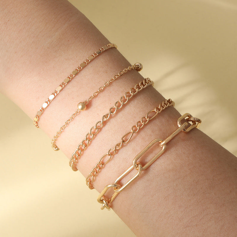 Simple Round Bead Chain Bracelet Set