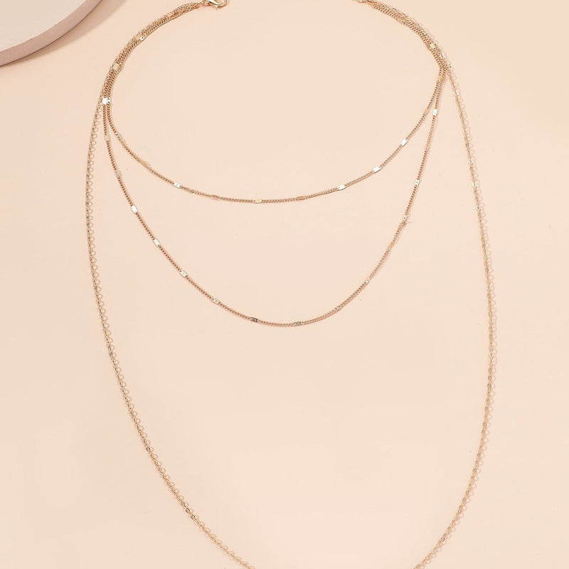 Triple Layers Thin Chain Necklace