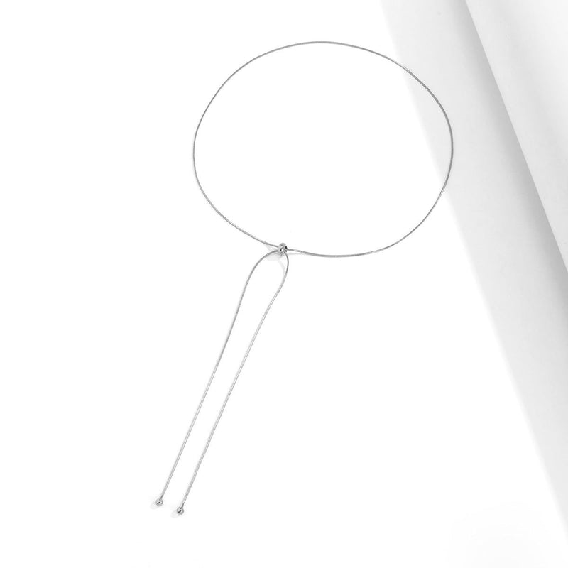 Metallic Long Chain Tassel Necklace Hand Jewelry