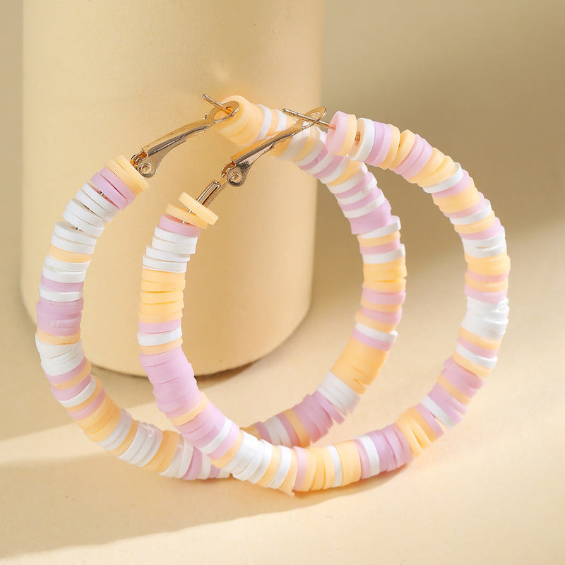 Bohemian Circle Hoop Polymer Clay Earrings