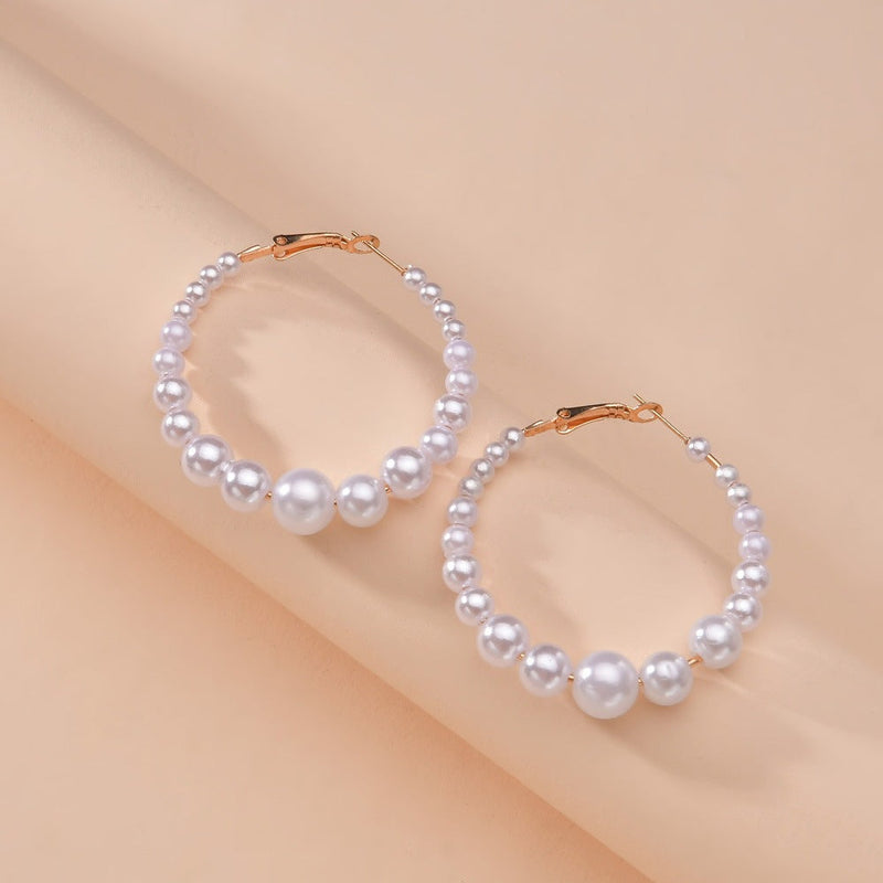 Faux Pearl Hoop Pearl Stud Hoop