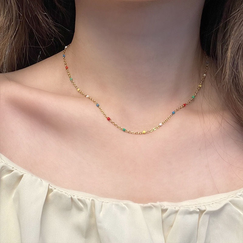 Colorful Stone Clavicle Chain Women Jewelry