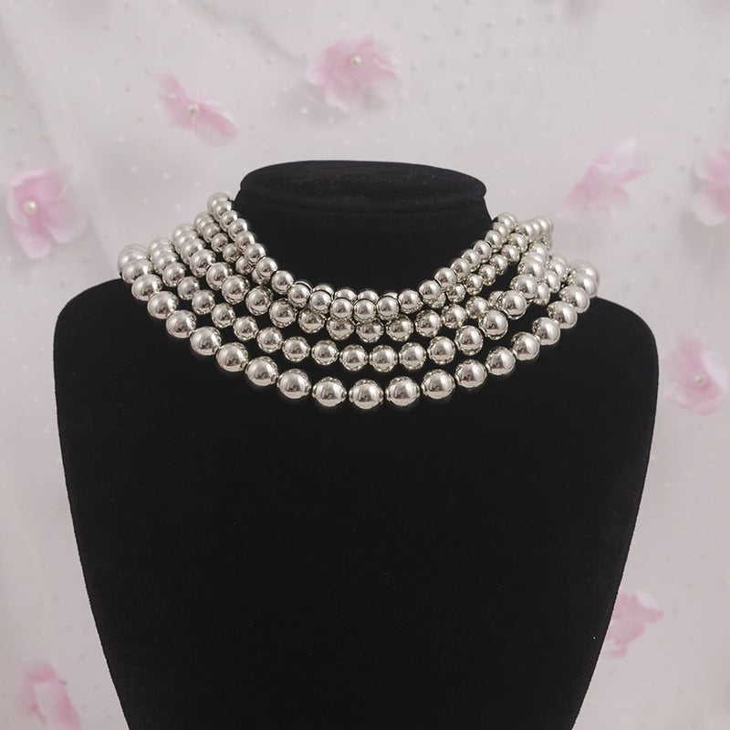 Metallic Bead Necklace Boho Layers Bead Necklace