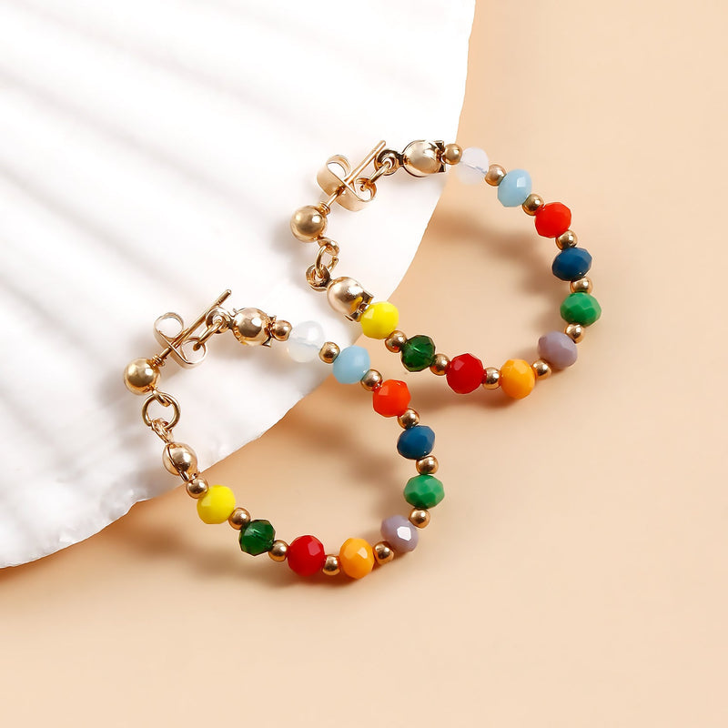 Bohemian Colorful Beaded Hoop Earrings