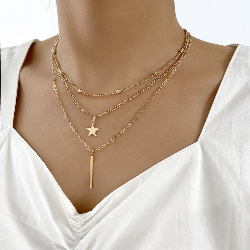 Simple Chain Star Necklace Women Multi-layer Choker