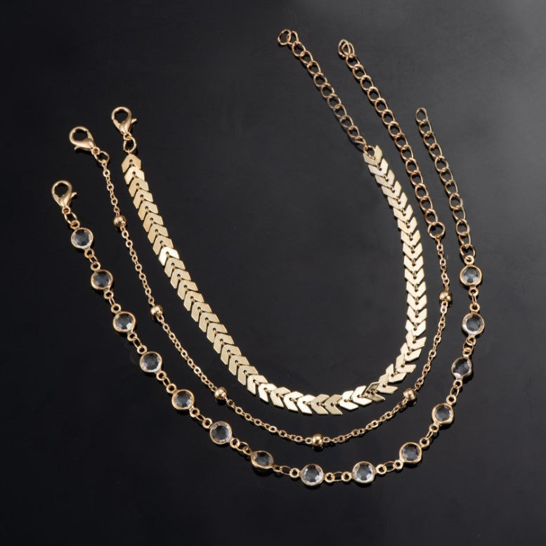 Crystal Anklet Set Simple Ankle for Women