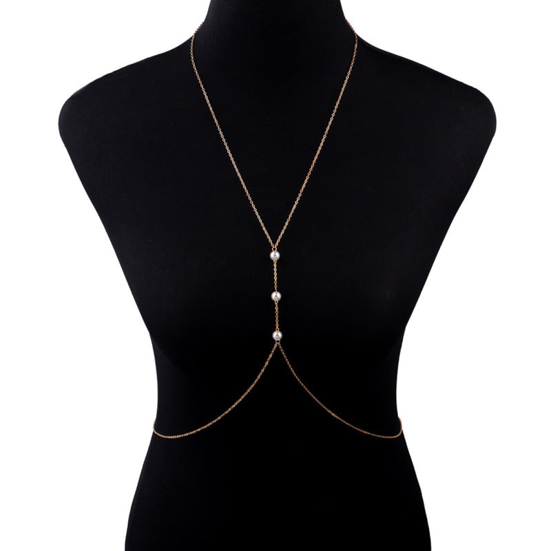 Sexy Metallic Pearl Body Chain