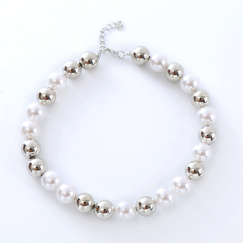 Fashion Jewelry Necklace Silver Short Pearl Necklace