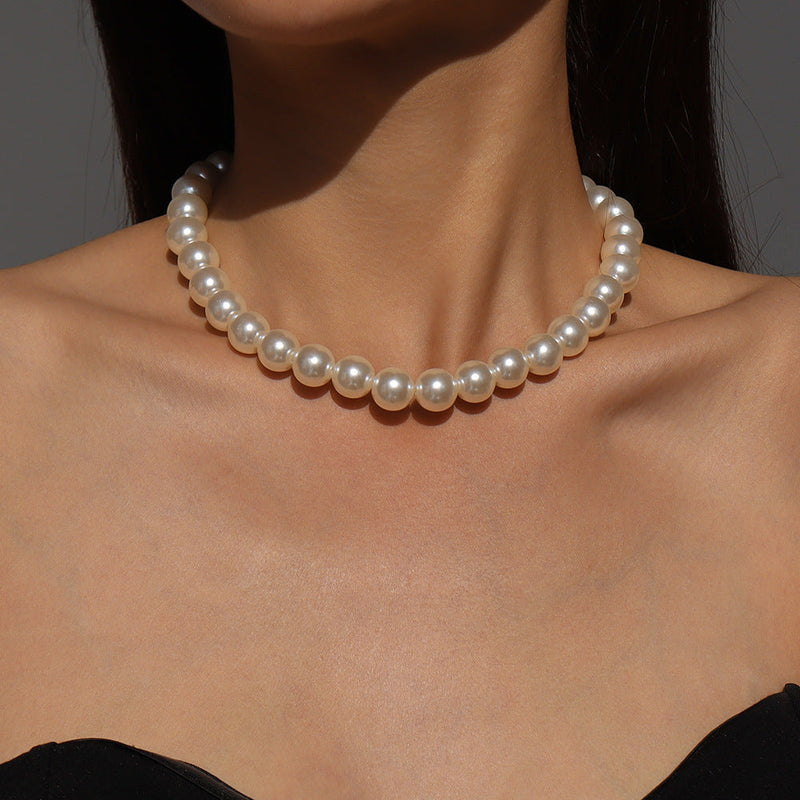 Big Pearl Beaded Choker Necklaces Collar for Women