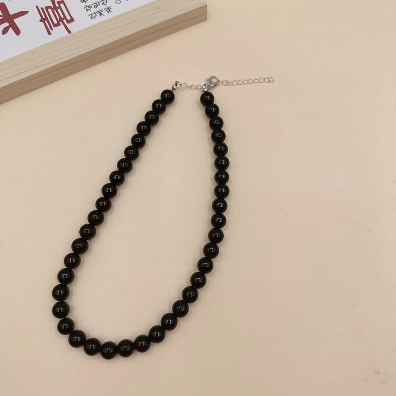 Red Black Glass Beaded Necklace for Women