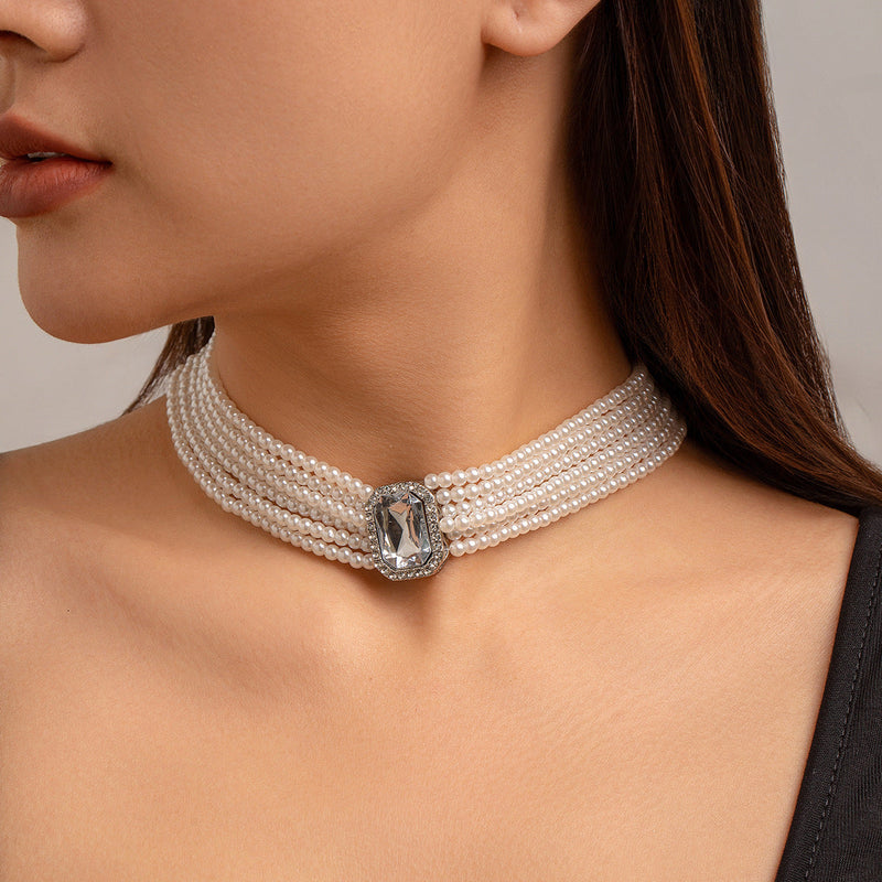 Elegant Multi Layered Layered Stone Necklace